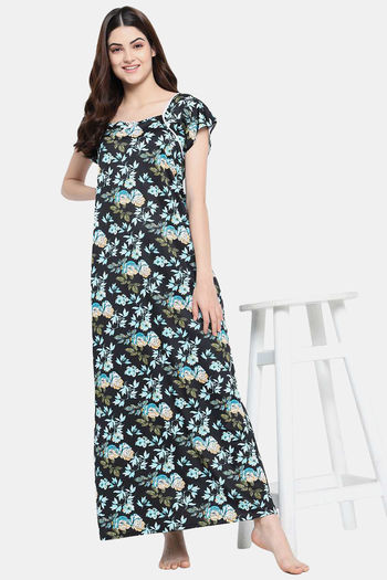 Buy Klamotten Serena Printed Nightdress Light Blue at Rs.799 online Nightwear online